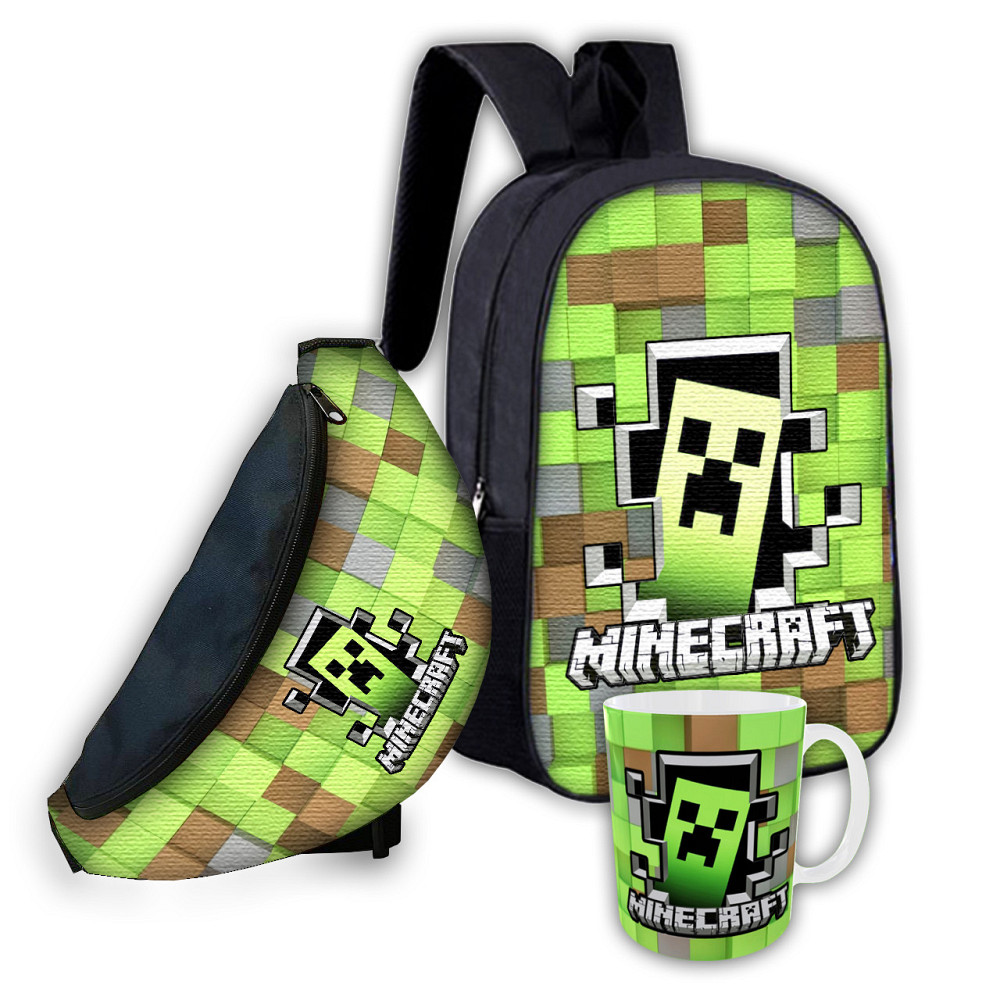 Набір дитячий Майнкрафт «Minecraft» рюкзак 36х27см сумка-бананка, кружка з принтом для хлопчика (01657) Київ - фото 1