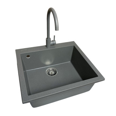 Мойка кухонная Adamant Univer сірий + змішувач + дозатор + ополіскувач склянок + коландер (4824296106604) Винница - изображение 8