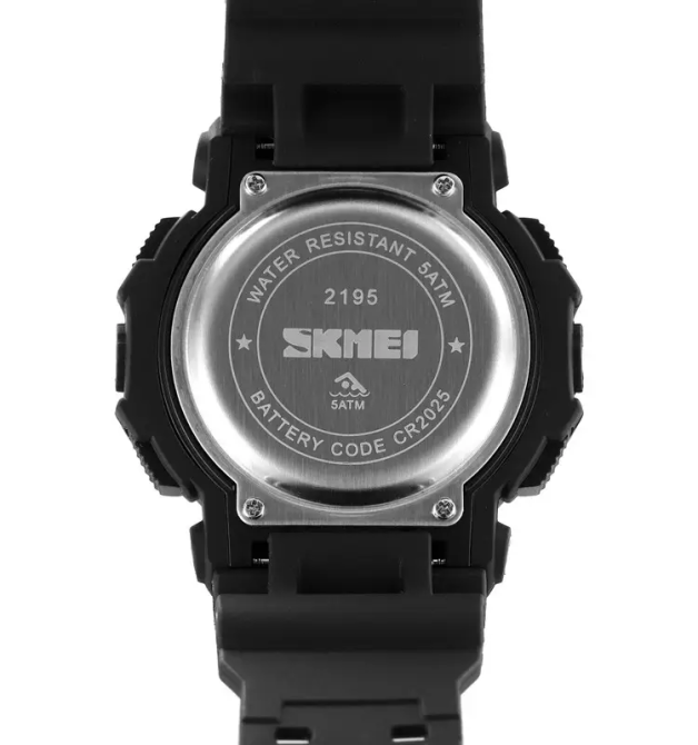 Часы мужские спортивные наручные Skmei 2195 (Черный с черным циферблатом) Винница - изображение 8