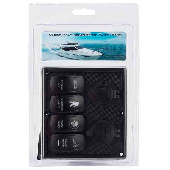 Панель переключения на 4 кнопки с 4.2A USB Вольтметр и прикуриватель под карбон Киев