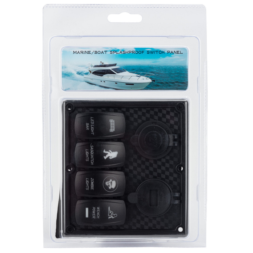 Панель переключения на 4 кнопки с 4.2A USB Вольтметр и прикуриватель под карбон Киев - изображение 3