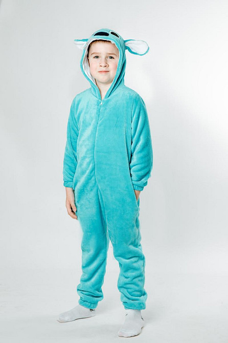 Детская пижама-кигуруми-пижама, детский и подростковый, Стич, бирюзовый комбинезон домашний топ 164, 37.0, Велсофт Киев - изображение 1