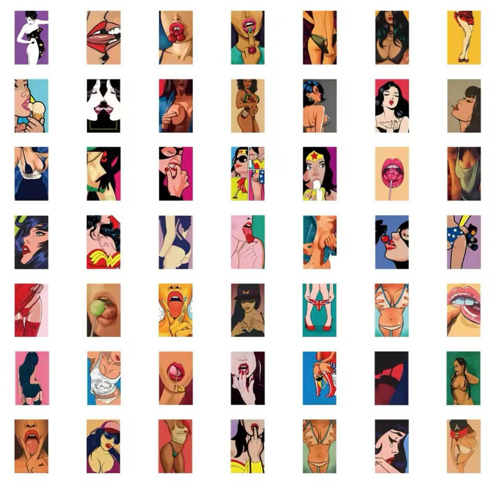 Наклейки з малюнками дівчат, модні жіночі постери-наклейки, стікерпак дівчата, набір 50 штук Київ - фото 5