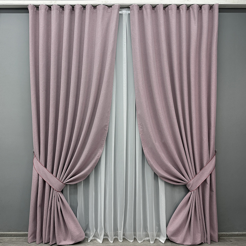 Комплект готовых штор VR-Textil Блэкаут двусторонний ASHEN NIGHT № 1843ш Пудровый 150х270 см 2 шт (33-0879) Киев - изображение 2