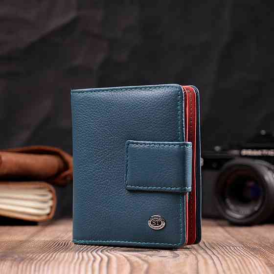 Невеликий вертикальний жіночий гаманець із натуральної шкіри ST Leather 19435 Бірюзовий Київ