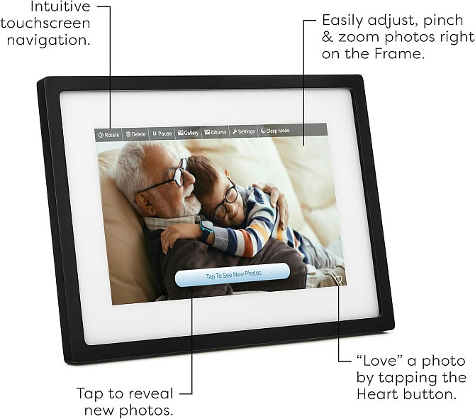 Цифрова фоторамка Skylight 10” з сенсорним дисплеєм, Wi-Fi, пам’ять 8 ГБ до 8000 фото, IPS 1280x800, Київ - фото 9