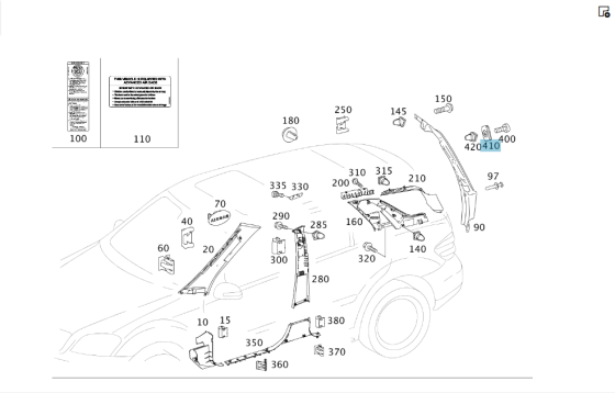 Mercedes-Benz  A1647430229 Накладка упору дверей багажника права ML W164 Одеса
