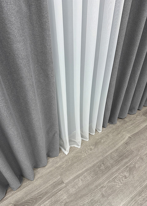 Премиум шторная ткань blackout 100%, двусторонняя, коллекция «ASHEN NIGHT» цвет серый 1851ш Киев - изображение 7