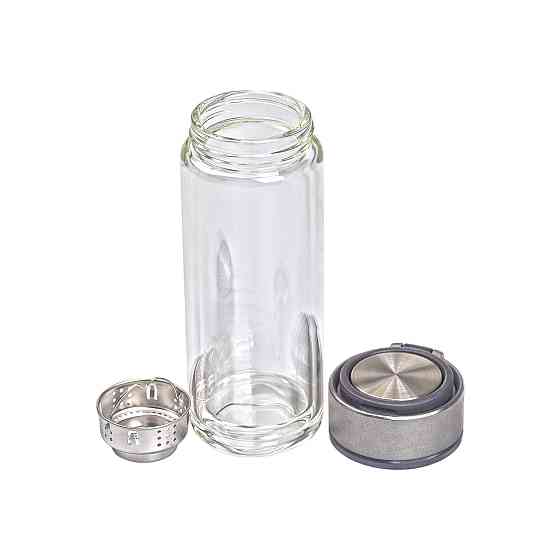 Yiwu Термос скляний з подвійними стінками та ситечком 330 мл сірий HP-14-39G Коломия