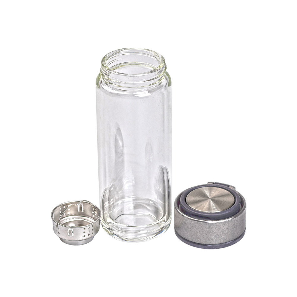 Yiwu Термос скляний з подвійними стінками та ситечком 330 мл сірий HP-14-39G Коломия - фото 4