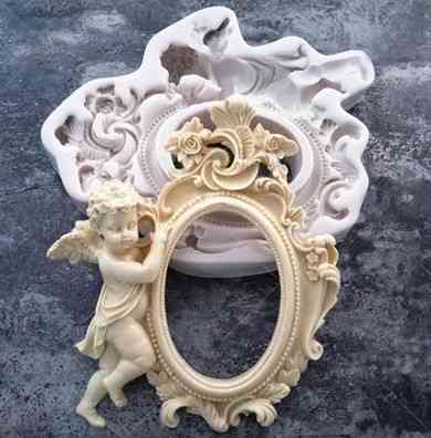 Силиконовый молд Ангел и рамка 147 на 165 мм серый Киев