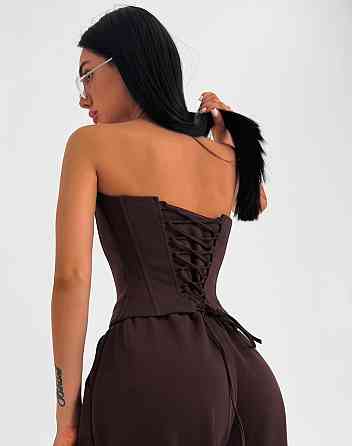 Жіночий стильний трендовий костюм-трійка петля Шоколад, 42/44 Одеса