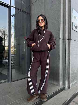 Женский теплый костюм двойка с лампасами из турецкого флиса Шоколад, 42/44 Одесса