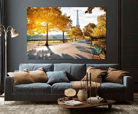 Картина полотно у вітальню / спальню  Осінь в Парижі  MLP_366 ( 60х30см ) 90х180см Київ