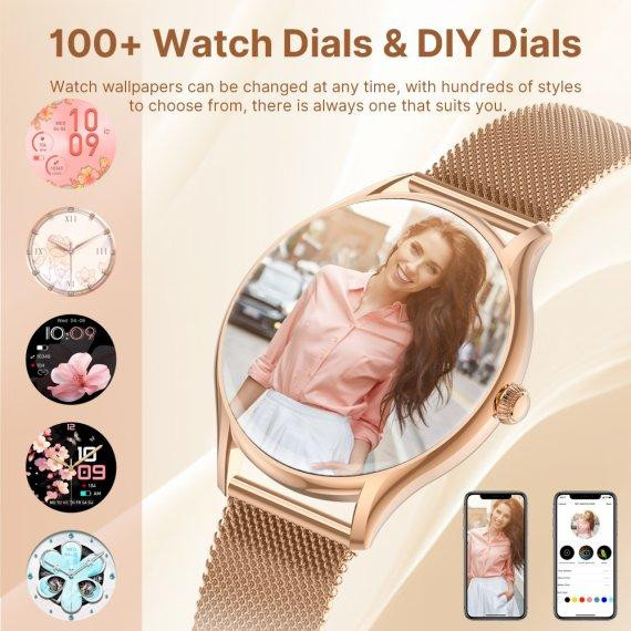 Женские умные наручные часы Smart Milano Gold Steel 2 ремешка Киев - изображение 8