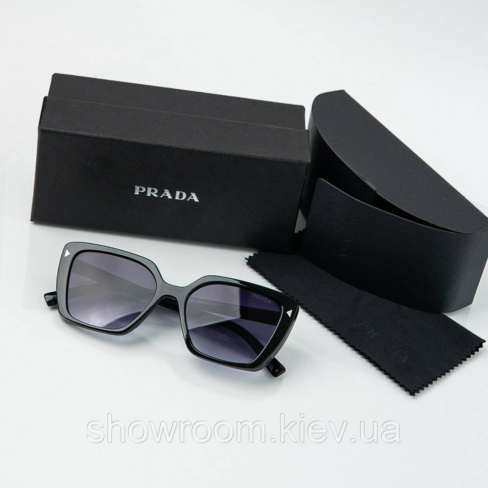 Жіночі брендові сонцезахисні окуляри Prada (22271) black Київ - фото 2