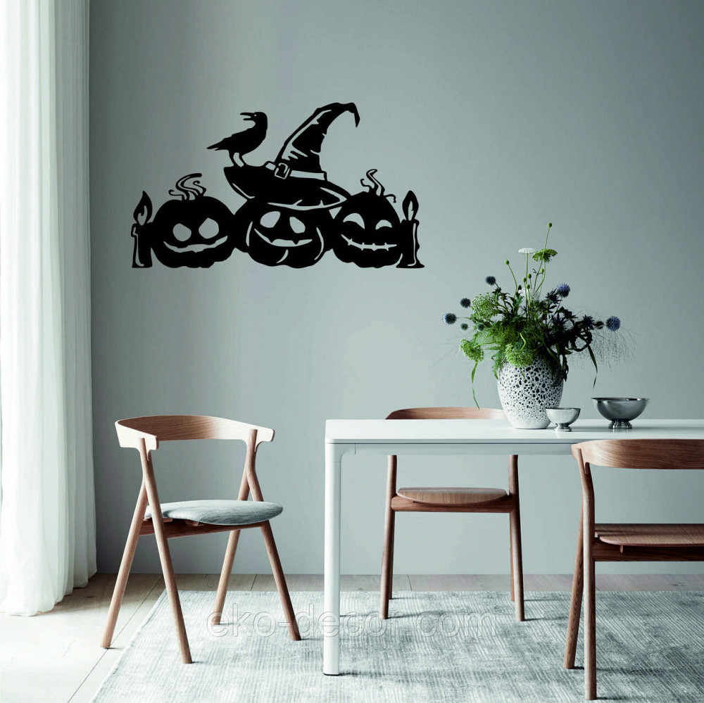 Декоративне настінне Панно «Хеллоуїн — гарбуза», Декор на стіну 110*62 см, Чорний Київ - фото 9