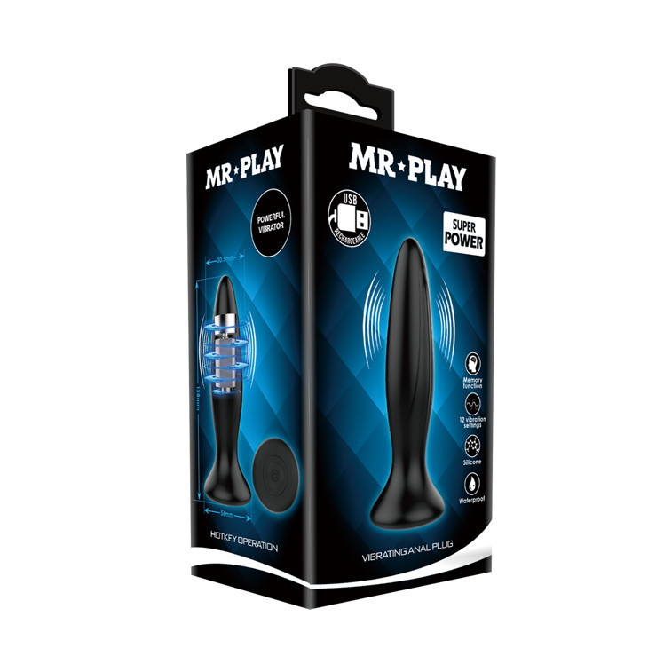 Анальная пробка силиконовая с вибрацией MR PLAY чёрная, 12.8 х 3 см Sex Aura Киев - изображение 9
