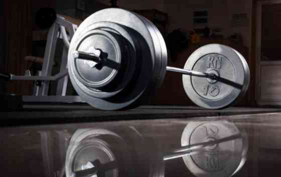 Штанга набірна на 62 кг з хромованим грифом Гантелі, гирі, штанги та диски граниліт Київ