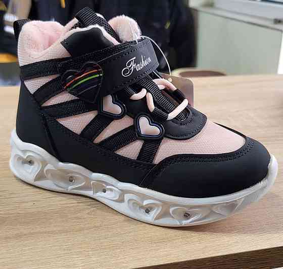 Детские демисезонные ботинки хайтопы для девочек LED 29 Николаев