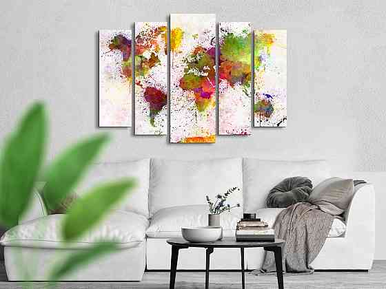 Модульна картина у вітальню / спальню Барвиста Карта світу Art-474_5 ( 80х118см ) Київ