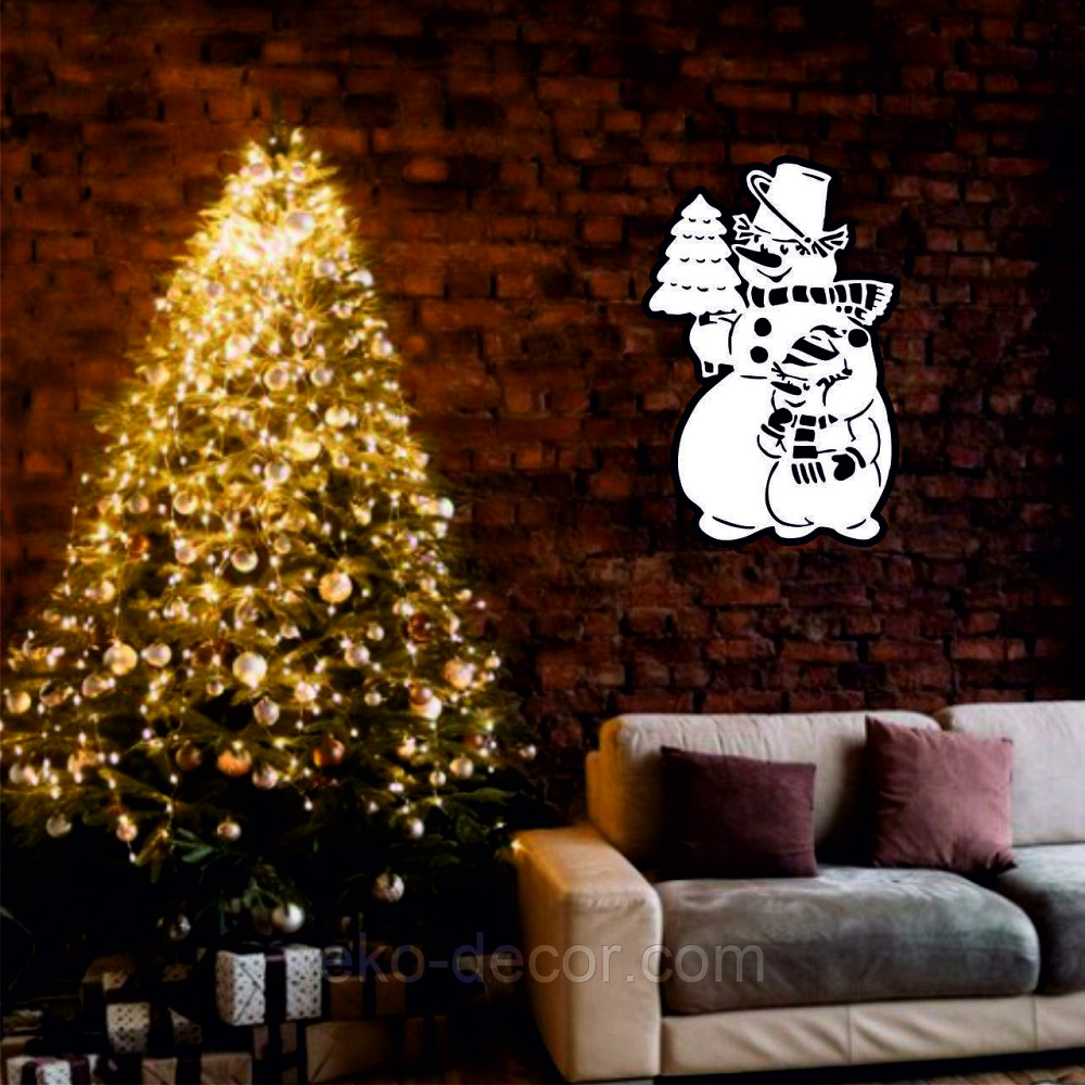 Декоративне настінне Панно «Сніговик», Декор на стену 110*71 см Київ - фото 4