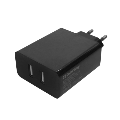 Зарядний пристрій мережевий 2USB 4,8А 24W чорний ColorWay CW-CHS016-BK Житомир