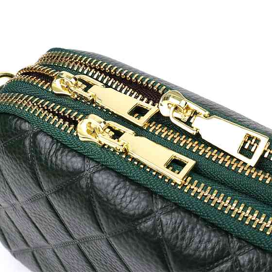 Практична шкіряна сумка на три відділення для жінок Vintage 22893 Зелений Київ