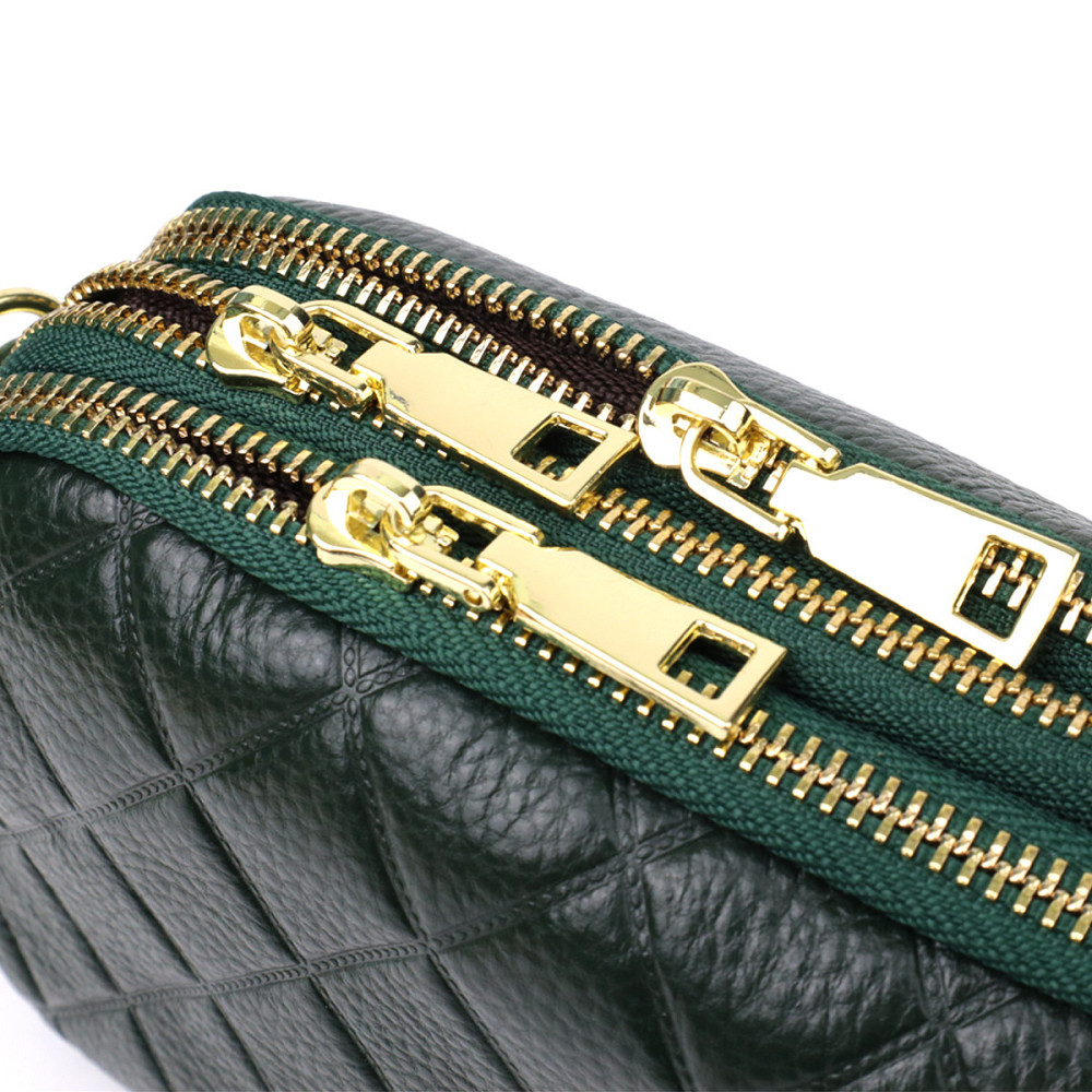 Практична шкіряна сумка на три відділення для жінок Vintage 22893 Зелений Київ - фото 3