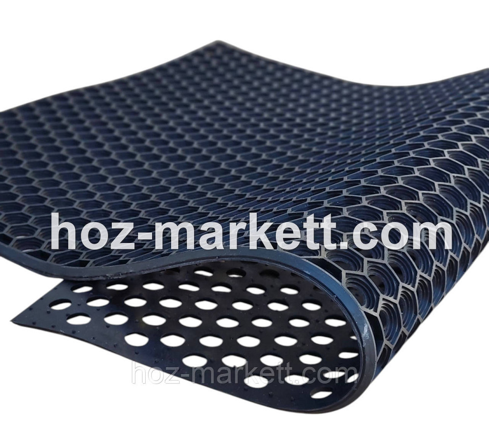 Килимок 115х80х1 см гумовий брудозахисний сота чорний Харків - фото 4
