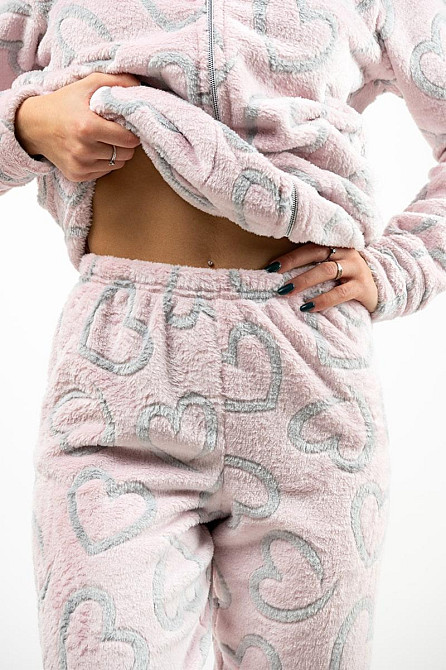 Домашній теплий костюм жіночий рожевий "Серце без капюшона топ Крохатушка одяг Київ - фото 2