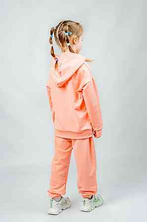 Костюм спортивный для девочек, зеленый, персиковый, двухнитка, топ Крохатушка одяг Киев