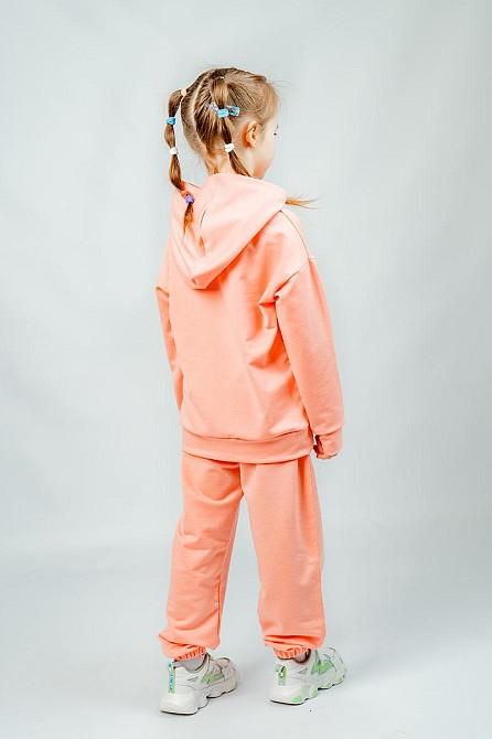 Костюм спортивний для дівчаток, зеленый, персик, двонитка, топ Крохатушка одяг Київ - фото 3
