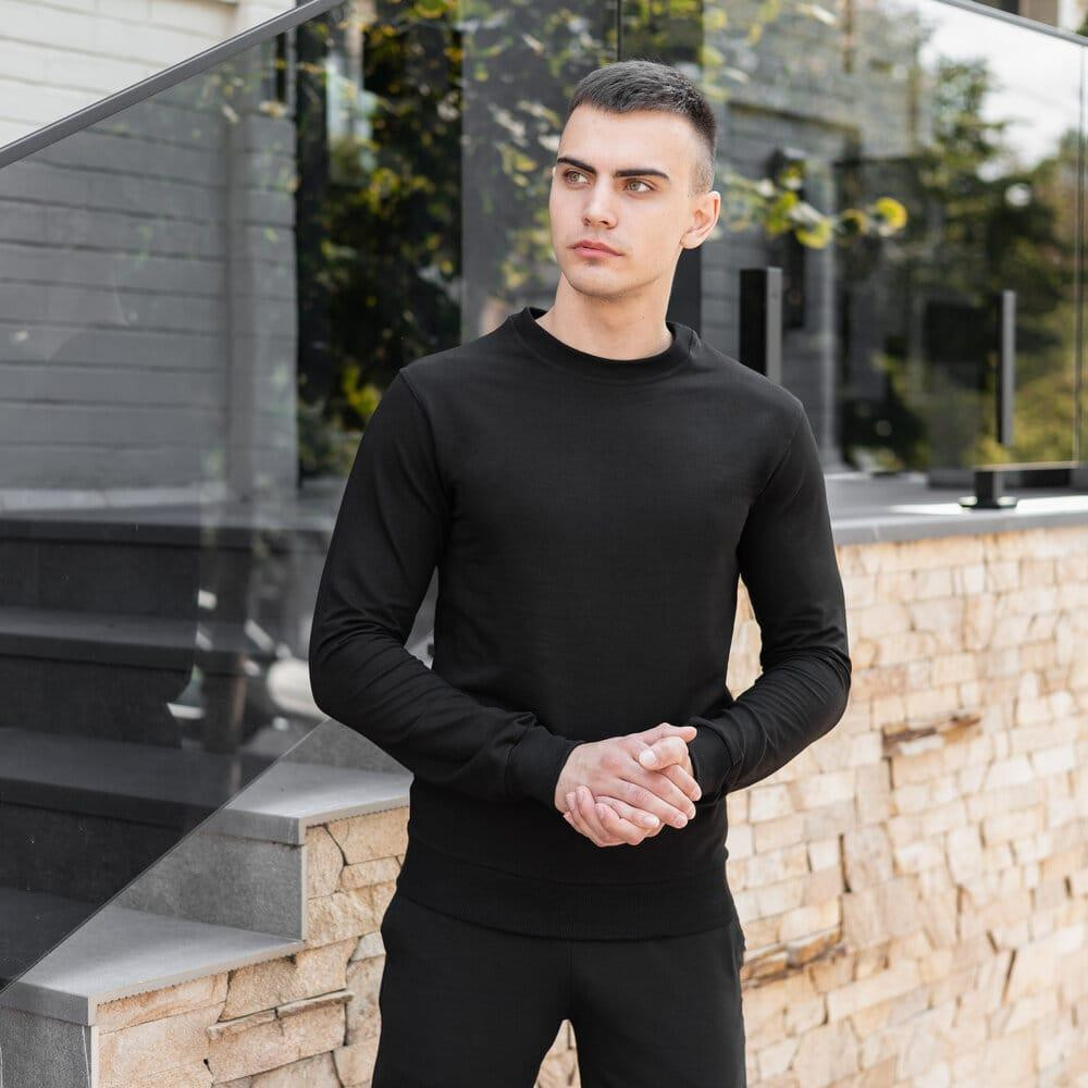 Свитшот мужской однотонный чёрный Pobedov 001 Киев - изображение 3