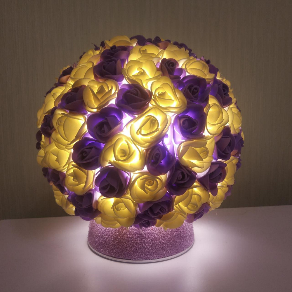 Світильник-нічник "Букет жовто-бузковий троянд" Дніпро - фото 1