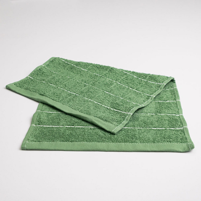 Махровое кухонное полотенце с полосками 30х50 см 400г/м2 GM Textile (Зеленый) Сумы - изображение 3