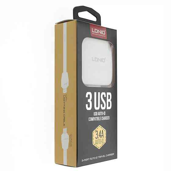 Мережевий Адаптер (зарядний пристрій) LDNIO DL-AC70 3xUSB 3.4 A + кабель micro USB Полтава