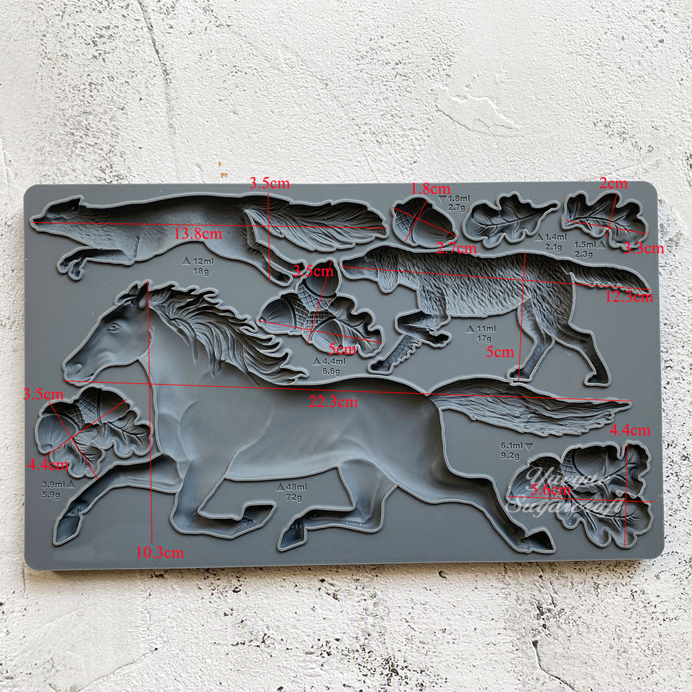 Молд силиконовый Лошадь лисица собака желуди 250 на 150 мм серый Киев - изображение 2