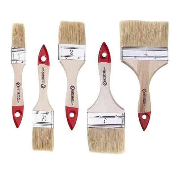 Набір пензлів флейцевих, 5 шт. (25, 38, 50, 76, 102 мм) INTERTOOL KT-1005 Киев