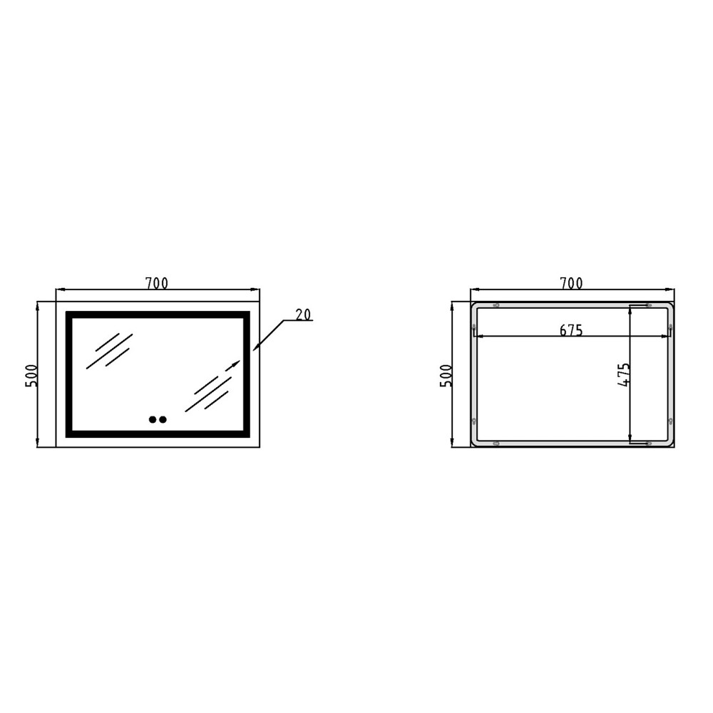 Зеркало Qtap Mideya (DC-F613) 700х500 с LED-подсветкой Touch, с антизапотеванием, диммером QT2078NCF7050W Киев - изображение 16