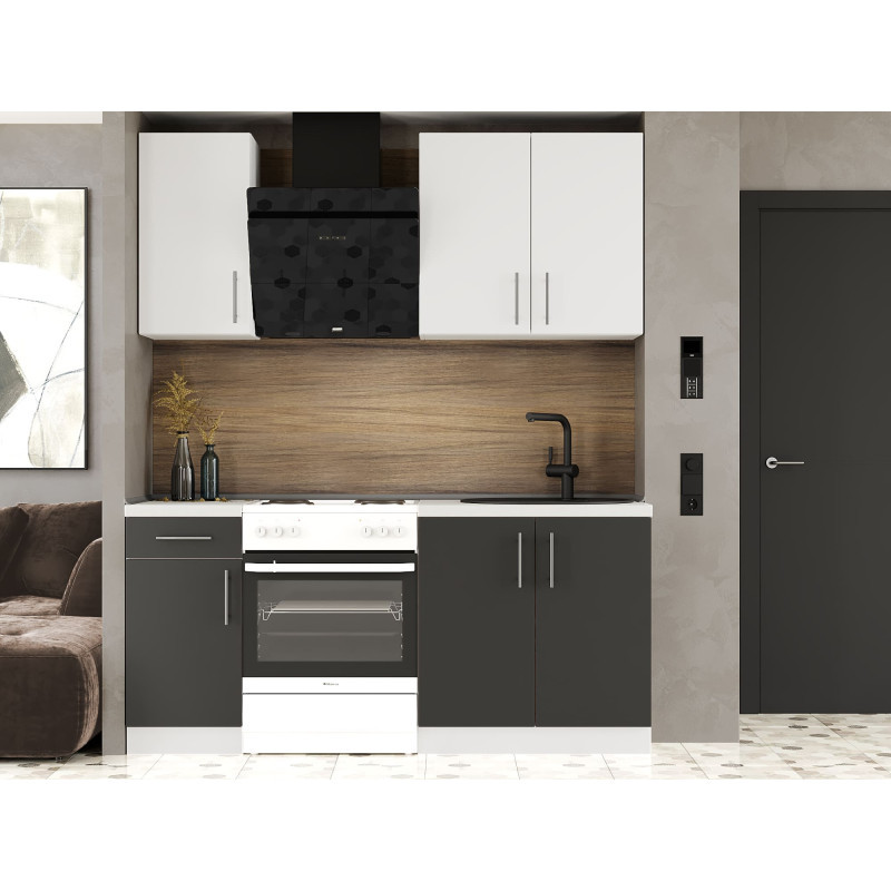 Кухня модульна Эверест Оптима набор №1 Нимфея альба+Антрацит 1,8 м (без столешницы) (DTM-5692) Львов - изображение 1