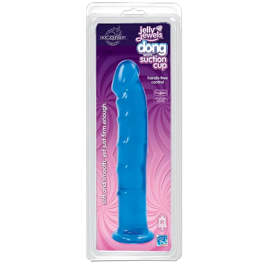 Фалоімітатор Doc Johnson Jelly Jewels Dong & Suction Cup Blue, діаметр 3,6 см, антибактеріальний ПВХ Львів - фото 2