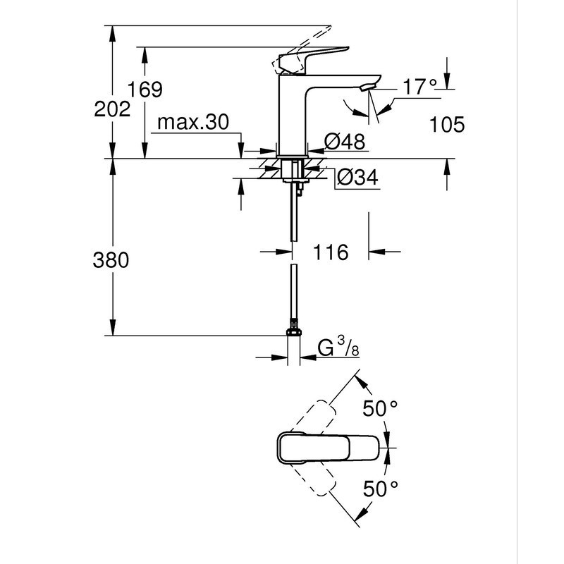 Набір змішувачів для ванни Grohe Cubeo (UA125246M243) ( 10350 ) Харьков - изображение 9