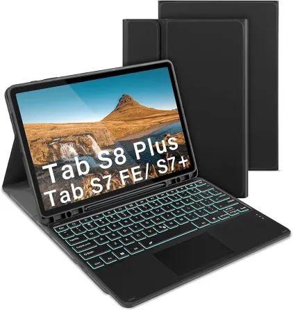 Чехол книга Samsung S7 Plus T970 S7 FE T730 Клавиатура с подсветкой Одесса