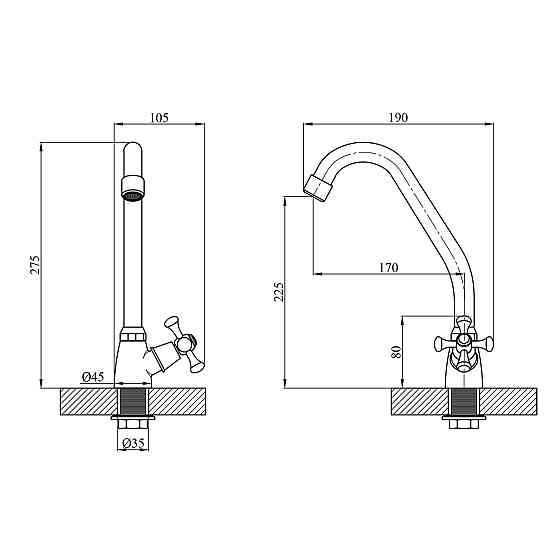 Кран на одну воду Kroner KRM Rhein - C091 Київ