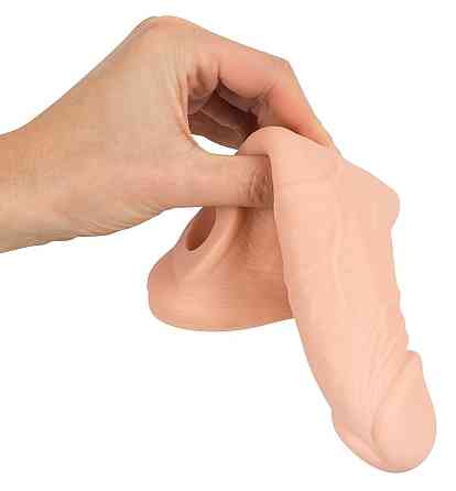 Подовжуюча насадка - Nature Skin Penis Sleeve With Extension Sex Aura Київ