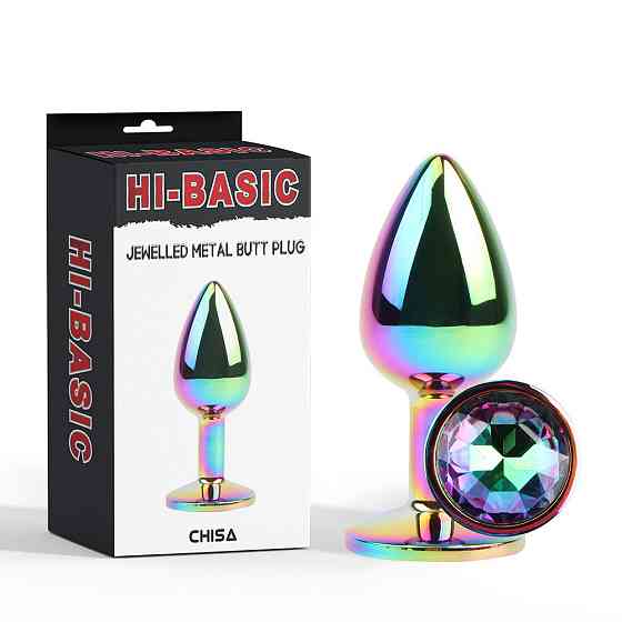 Анальная пробка металлическая Chisa Hi-Basiс с радужным кристаллом Sex Aura Киев