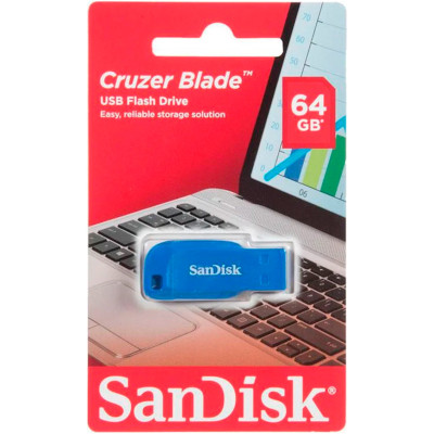 USB флеш накопичувач SanDisk 64GB Cruzer Blade Electric Blue USB 2.0 (SDCZ50C-064G-B35BE) Вінниця - фото 3
