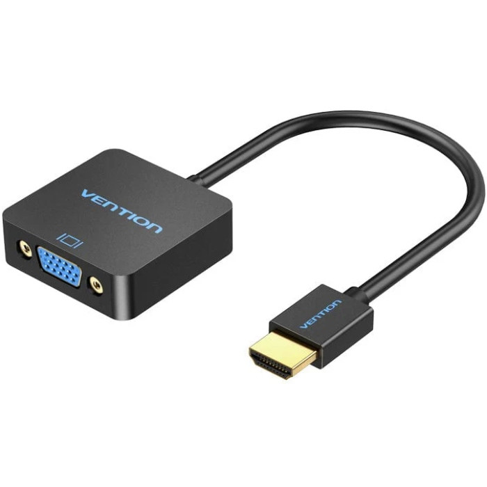 Перехідник HDMI M -> VGA F, 1080P 60Hz, 3,5мм Micro USB (F) powered, кабель 0,15м Vention чорний Вінниця - фото 1