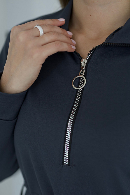 Трикотажне плаття оверсайз на кулісці "Answer" |  Норма та батал Графіт, 54-56 Київ - фото 6